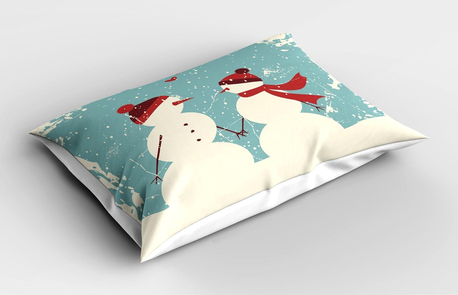 imageAmbesonne Valentines Day Pillow Sham Set of 2 Jumping Reindeer Leaving a Starry Trace Behind Popular Christmas Character Quality Microfiber Bedding Item for All Seasons 26 x 20 White RedSeafoam Red Cream