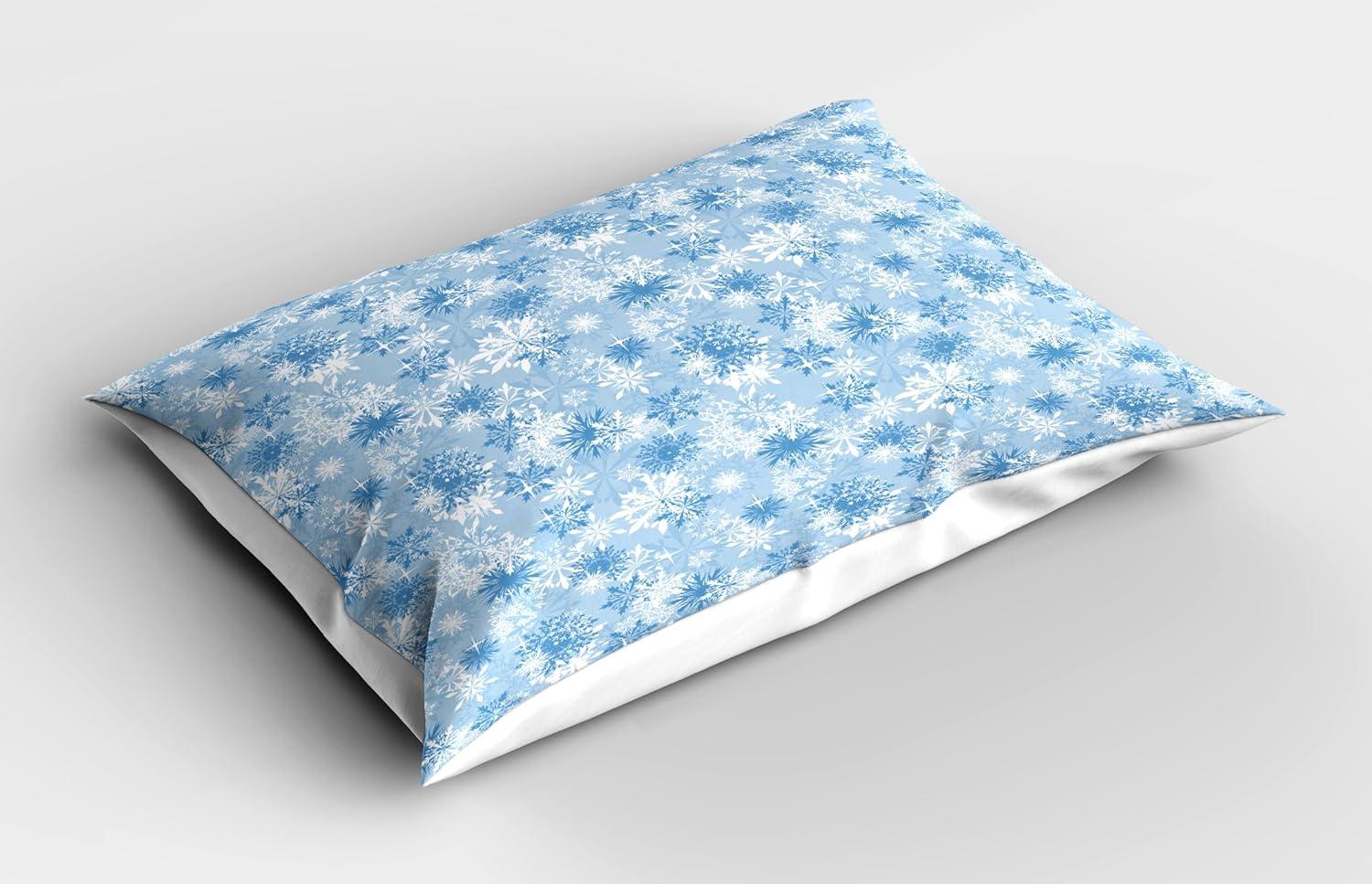imageAmbesonne Valentines Day Pillow Sham Set of 2 Jumping Reindeer Leaving a Starry Trace Behind Popular Christmas Character Quality Microfiber Bedding Item for All Seasons 26 x 20 White RedPale Blue White