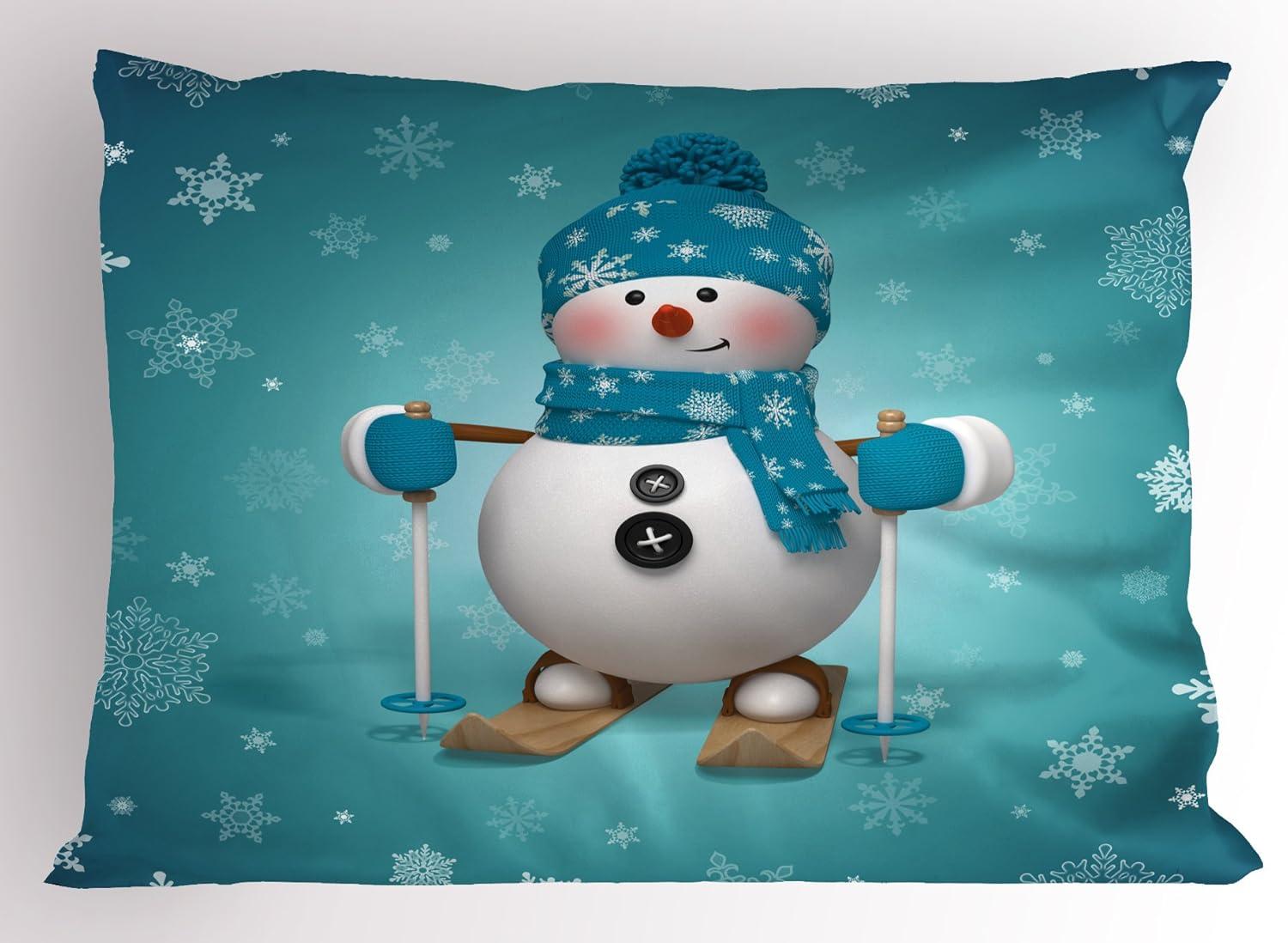 imageAmbesonne Valentines Day Pillow Sham Set of 2 Jumping Reindeer Leaving a Starry Trace Behind Popular Christmas Character Quality Microfiber Bedding Item for All Seasons 26 x 20 White RedPale Brown Turquoise