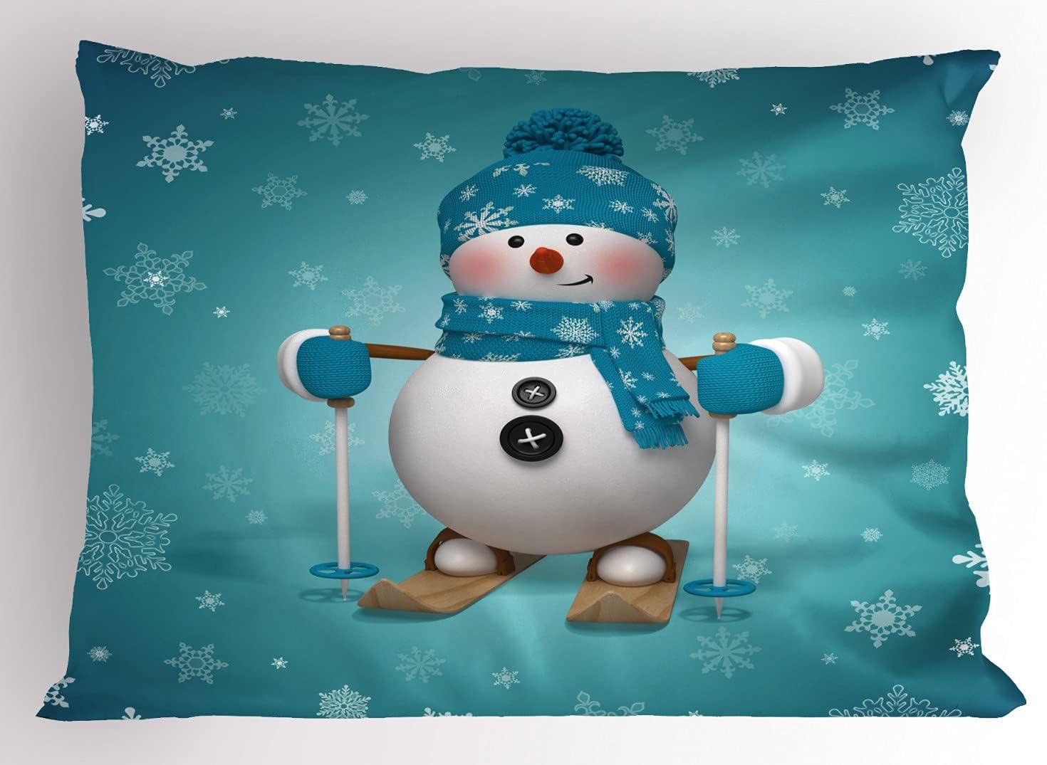 imageAmbesonne Valentines Day Pillow Sham Set of 2 Jumping Reindeer Leaving a Starry Trace Behind Popular Christmas Character Quality Microfiber Bedding Item for All Seasons 26 x 20 White RedPale Brown Turquoise