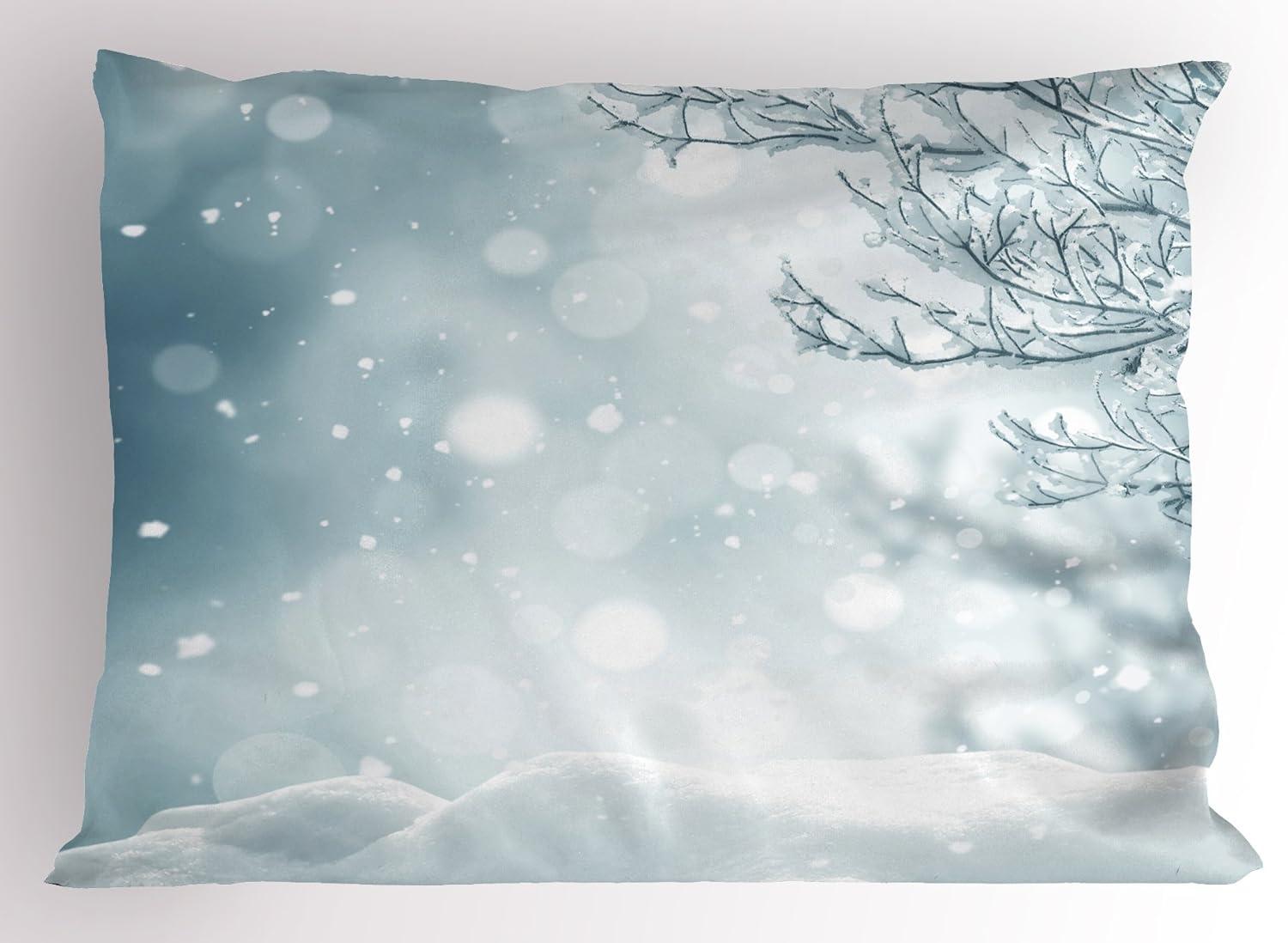 imageAmbesonne Valentines Day Pillow Sham Set of 2 Jumping Reindeer Leaving a Starry Trace Behind Popular Christmas Character Quality Microfiber Bedding Item for All Seasons 26 x 20 White RedSlate Blue White