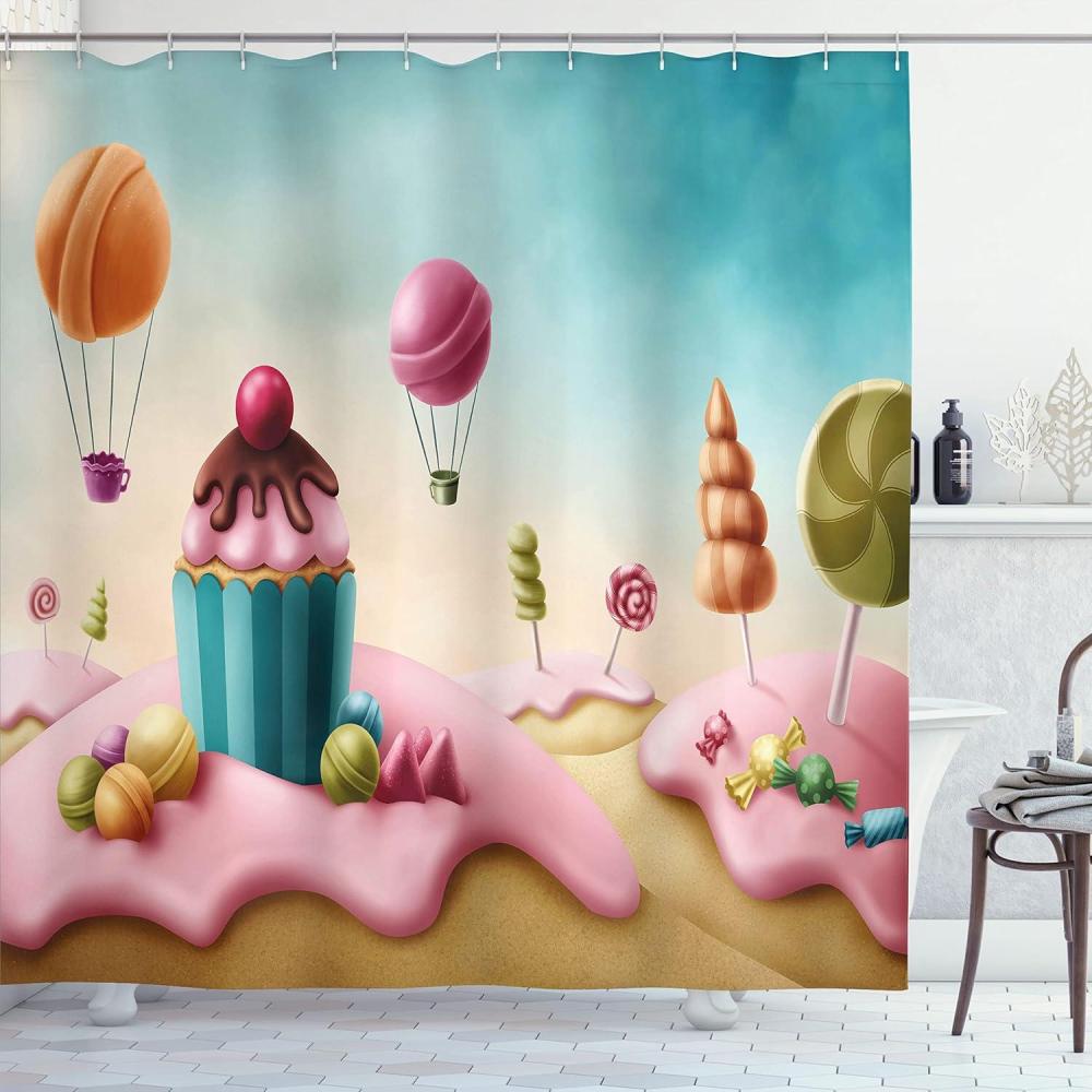 imageAmbesonne Cartoon Shower Curtain Pug Dog in Bathtub Grooming Salon Service Shampoo Rubber Duck Pets in Style Image Cloth Fabric Bathroom Decor Set with Hooks 69 W x 70 L TealAqua Pink