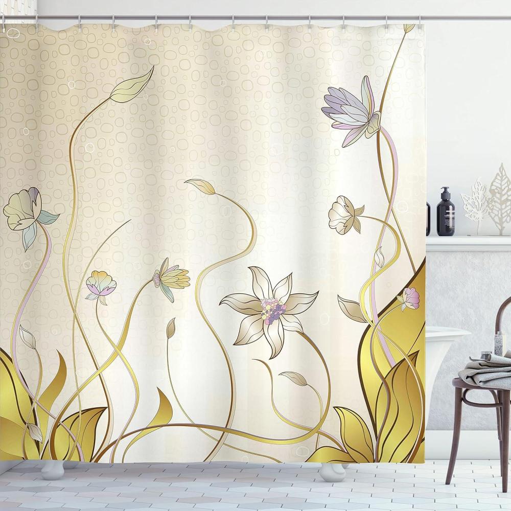 imageAmbesonne Cartoon Shower Curtain Pug Dog in Bathtub Grooming Salon Service Shampoo Rubber Duck Pets in Style Image Cloth Fabric Bathroom Decor Set with Hooks 69 W x 70 L TealCream and Mustard