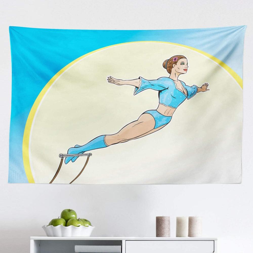 imageAmbesonne Circus Tapestry Cartoon Style Demonstration of a Young Woman Trapeze Artist Performing Fabric Wall Hanging Decor for Bedroom Living Room Dorm 28 X 23 Pale Peach Dark Rosewood45L x 30W