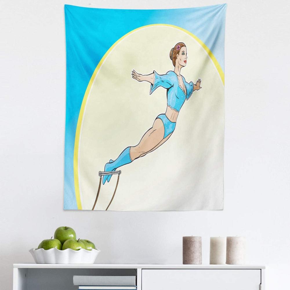 imageAmbesonne Circus Tapestry Cartoon Style Demonstration of a Young Woman Trapeze Artist Performing Fabric Wall Hanging Decor for Bedroom Living Room Dorm 30 X 45 Pale Peach Dark RosewoodPale Peach Dark Rosewood