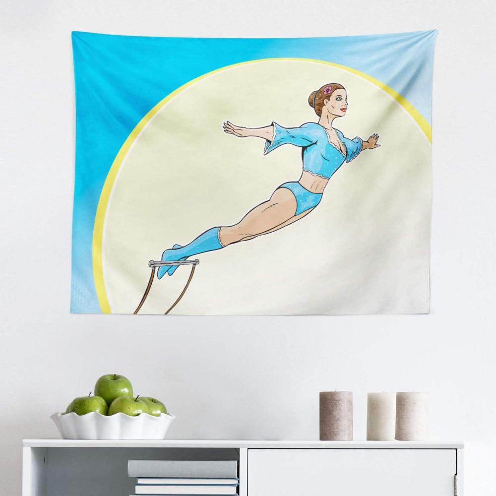 imageAmbesonne Circus Tapestry Cartoon Style Demonstration of a Young Woman Trapeze Artist Performing Fabric Wall Hanging Decor for Bedroom Living Room Dorm 28 X 23 Pale Peach Dark Rosewood28L x 23W