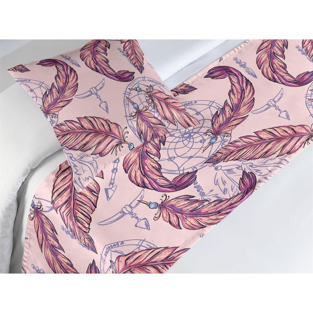 imageAmbesonne Floral Bed Runner Set Rose Flowers and Leaves Pattern Vintage Valentine Romantic Ornament Decorative Bedding Scarf and 2 Pillow Shams for Hotels Homes King Pastel Pink Hunter GreenBlue Violet Pale Peach