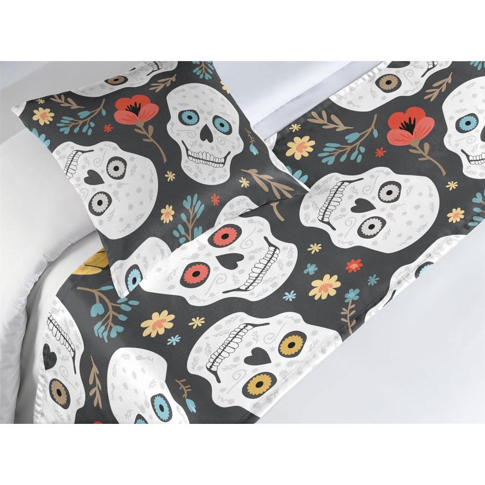 imageAmbesonne Floral Bed Runner Set Roses Lavender Eucalyptus Watercolor Valentines Day Romantic Concept Decorative Bedding Scarf and a Pillow Sham for Hotels Homes Twin Purple Grey and Off WhiteBurnt Sienna Ivory