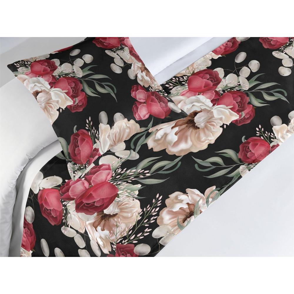 imageAmbesonne Floral Bed Runner Set Roses Lavender Eucalyptus Watercolor Valentines Day Romantic Concept Decorative Bedding Scarf and a Pillow Sham for Hotels Homes Twin Purple Grey and Off WhiteRaspberry and Reseda Green