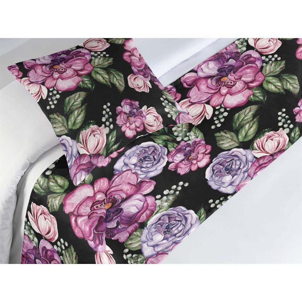 imageAmbesonne Floral Bed Runner Set Roses Lavender Eucalyptus Watercolor Valentines Day Romantic Concept Decorative Bedding Scarf and a Pillow Sham for Hotels Homes Twin Purple Grey and Off WhiteSoft Pink Olive Green