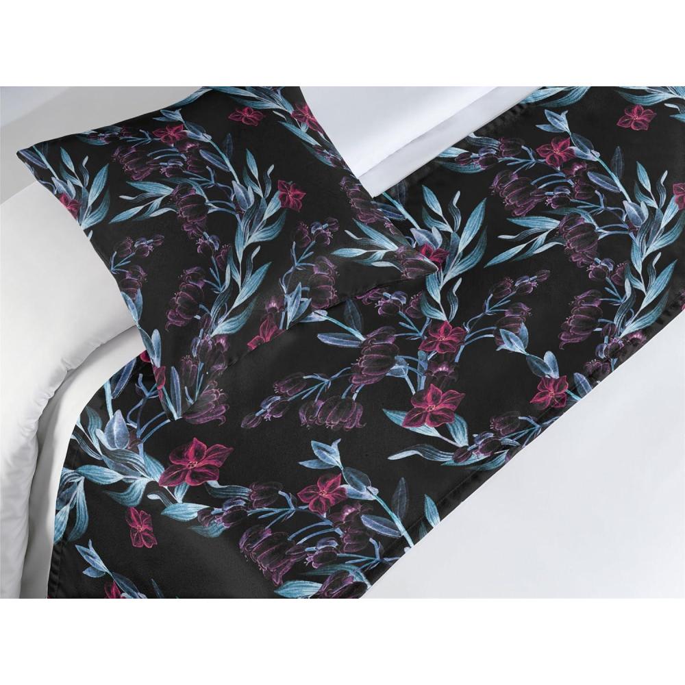 imageAmbesonne Floral Bed Runner Set Roses Lavender Eucalyptus Watercolor Valentines Day Romantic Concept Decorative Bedding Scarf and a Pillow Sham for Hotels Homes Twin Purple Grey and Off WhiteBlue Grey and Dark Magenta