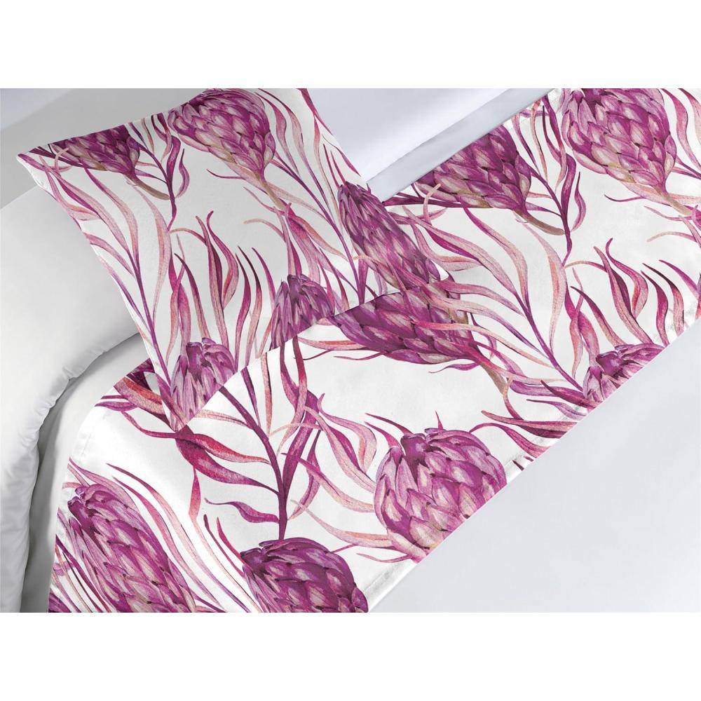 imageAmbesonne Floral Bed Runner Set Roses Lavender Eucalyptus Watercolor Valentines Day Romantic Concept Decorative Bedding Scarf and a Pillow Sham for Hotels Homes Twin Purple Grey and Off WhiteDark Magenta White