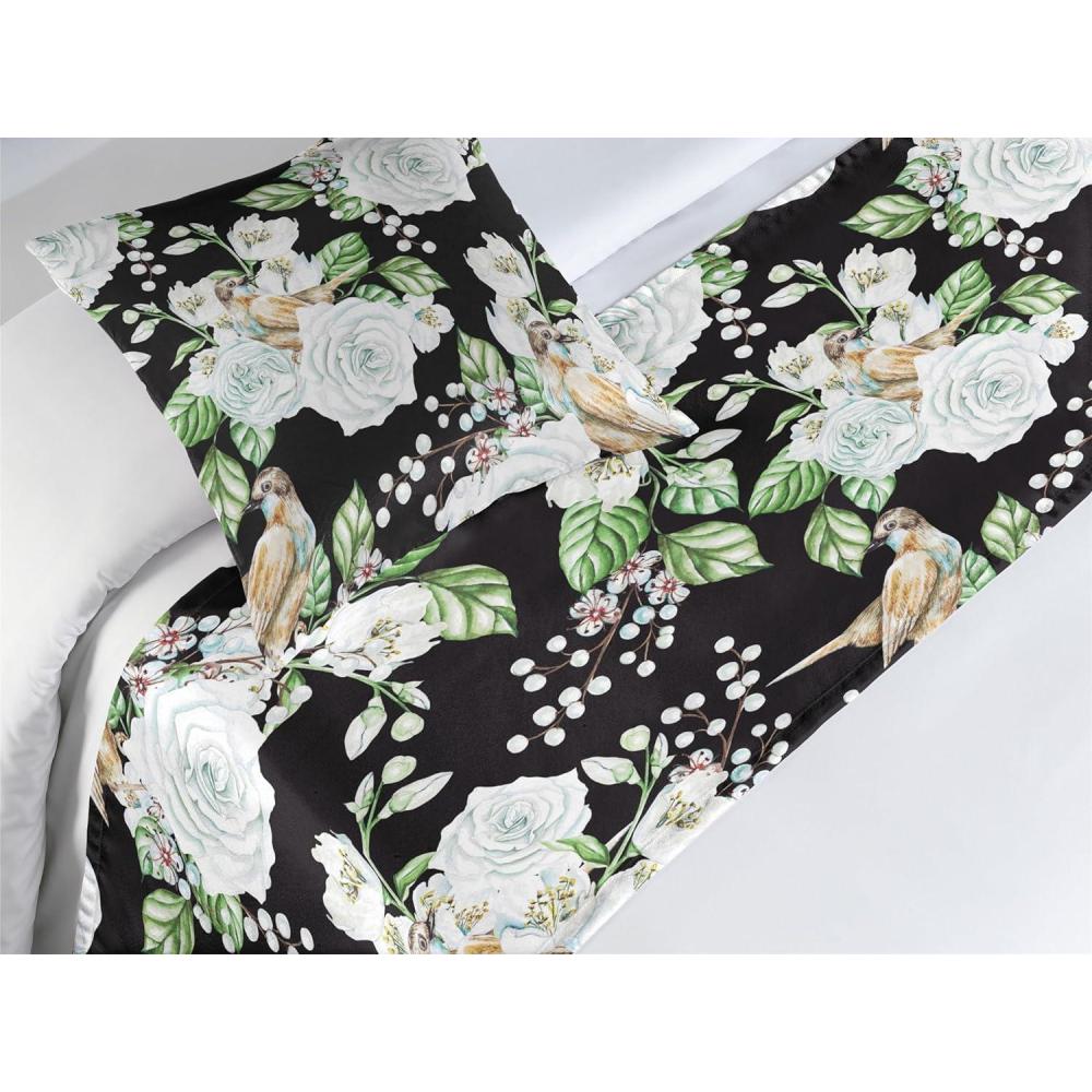 imageAmbesonne Floral Bed Runner Set Valentines Day Romantic Concept Watercolor Hydrangeas Roses Birds Decorative Bedding Scarf and 2 Pillow Shams for Hotels Homes Queen Soft Pink Pistachio GreenSea Green Pastel Brown