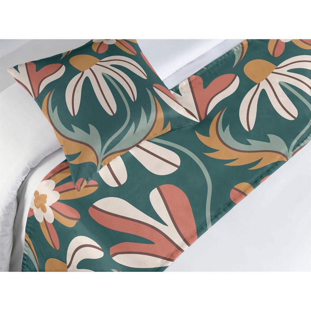 imageAmbesonne Floral Bed Runner Set Valentines Day Romantic Concept Watercolor Hydrangeas Roses Birds Decorative Bedding Scarf and 2 Pillow Shams for Hotels Homes Queen Soft Pink Pistachio GreenPale Rust Grey Teal and Amber
