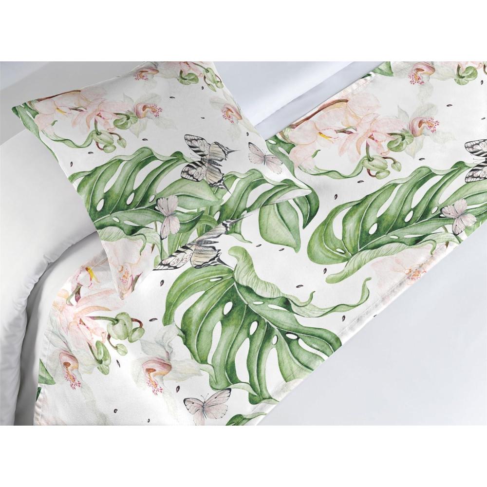 imageAmbesonne Floral Bed Runner Set Valentines Day Romantic Concept Watercolor Hydrangeas Roses Birds Decorative Bedding Scarf and 2 Pillow Shams for Hotels Homes Queen Soft Pink Pistachio GreenReseda Green and Pale Rose