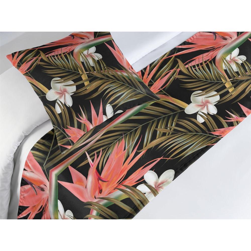imageAmbesonne Floral Bed Runner Set Valentines Day Romantic Concept Watercolor Hydrangeas Roses Birds Decorative Bedding Scarf and 2 Pillow Shams for Hotels Homes Queen Soft Pink Pistachio GreenDark Coral and Fern Green