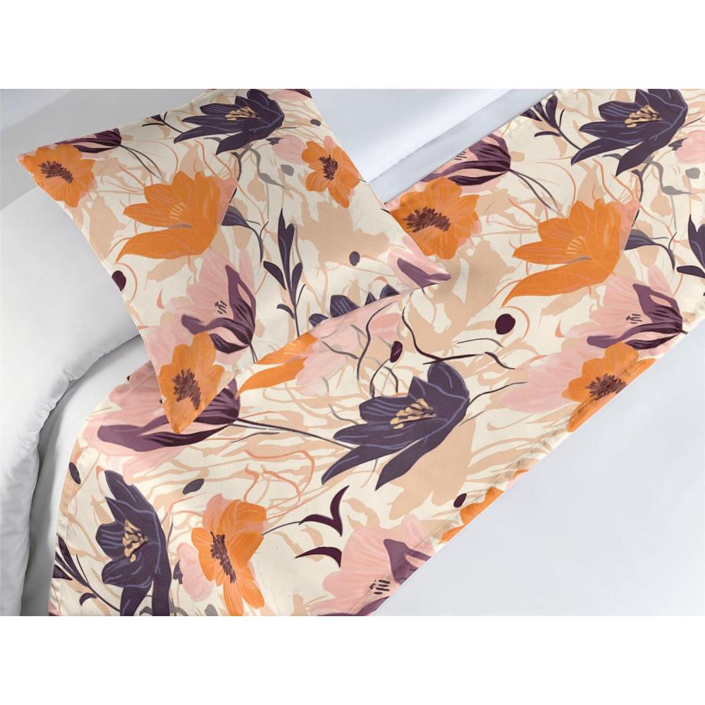 imageAmbesonne Floral Bed Runner Set Valentines Day Romantic Concept Watercolor Hydrangeas Roses Birds Decorative Bedding Scarf and 2 Pillow Shams for Hotels Homes Queen Soft Pink Pistachio GreenOrange Blush Seal Brown