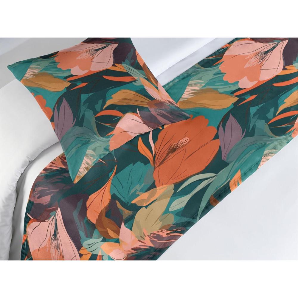 imageAmbesonne Floral Bed Runner Set Valentines Day Romantic Concept Watercolor Hydrangeas Roses Birds Decorative Bedding Scarf and 2 Pillow Shams for Hotels Homes Queen Soft Pink Pistachio GreenBurnt Orange Tan Teal