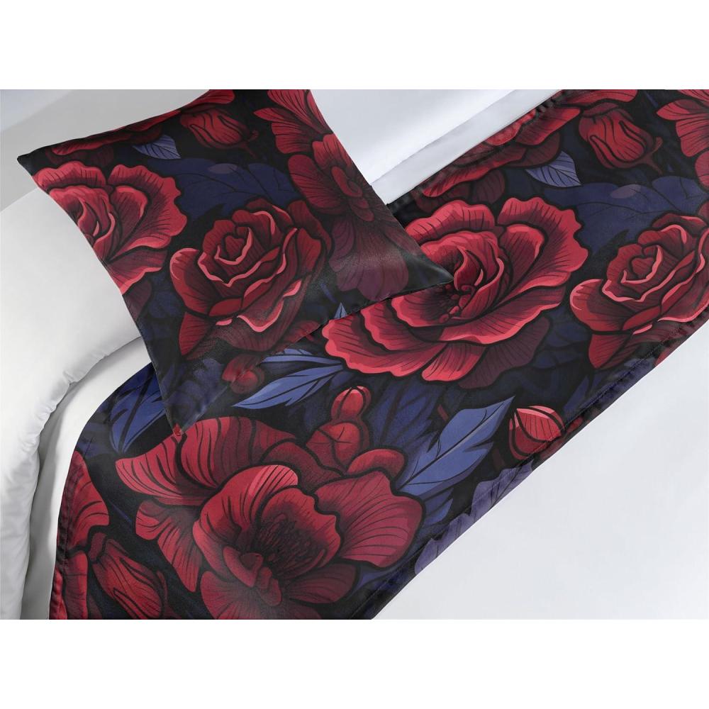 imageAmbesonne Floral Bed Runner Set Valentines Day Romantic Concept Watercolor Hydrangeas Roses Birds Decorative Bedding Scarf and 2 Pillow Shams for Hotels Homes Queen Soft Pink Pistachio GreenDark Coral and Violet Blue