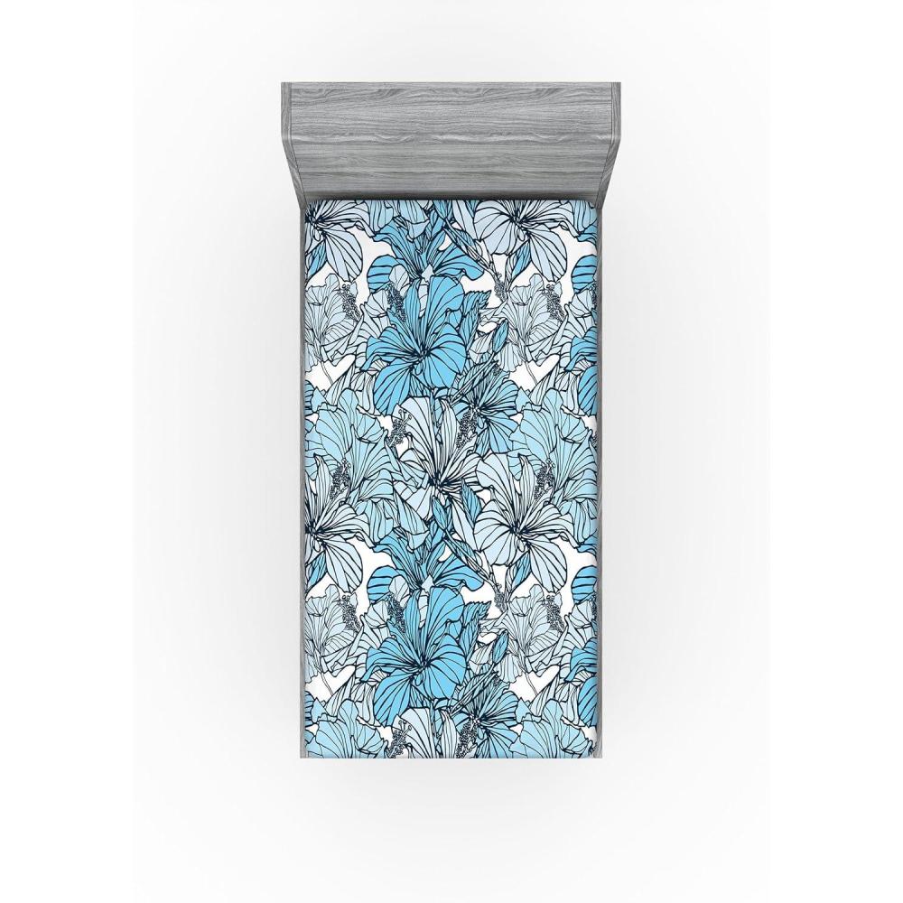 imageAmbesonne Floral Fitted Sheet Romantic Valentines Day Theme Overlapping Simplistic Rose Flowers Art Decorative Soft Fabric Bedding AllRound Elastic Pocket Full Size Pale Salmon and BlushPale Azure Blue and White