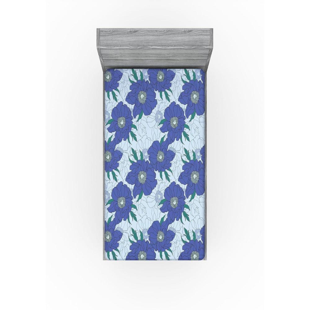 imageAmbesonne Floral Fitted Sheet Romantic Valentines Day Theme Overlapping Simplistic Rose Flowers Art Decorative Soft Fabric Bedding AllRound Elastic Pocket Full Size Pale Salmon and BlushDark Ceil Blue Fern Green