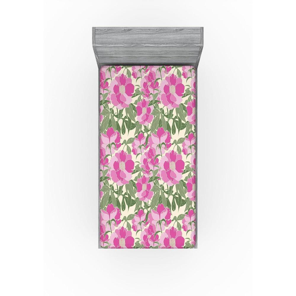 imageAmbesonne Floral Fitted Sheet Romantic Valentines Day Theme Overlapping Simplistic Rose Flowers Art Decorative Soft Fabric Bedding AllRound Elastic Pocket Full Size Pale Salmon and BlushSoft Pink and Sage Green