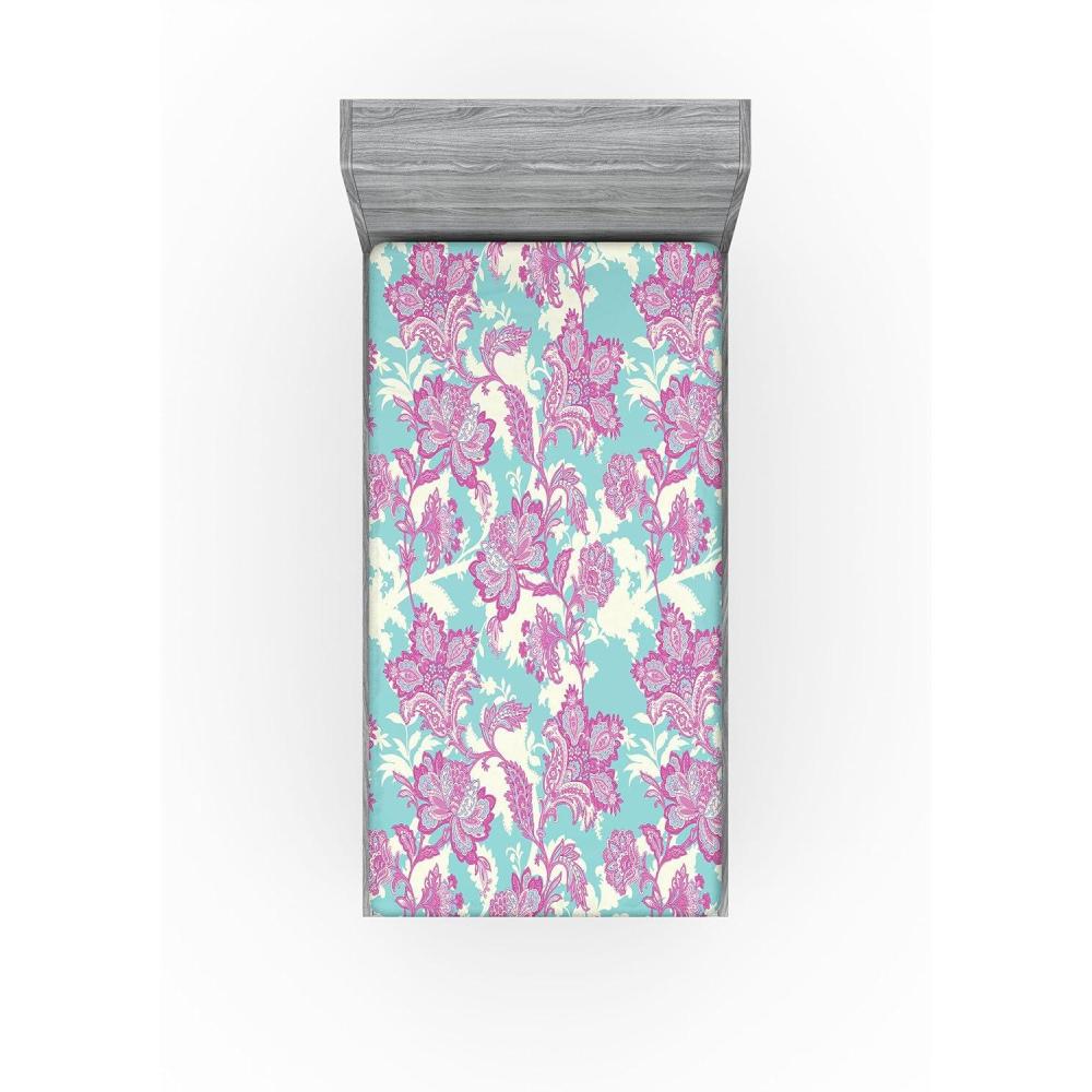 imageAmbesonne Floral Fitted Sheet Romantic Valentines Day Theme Overlapping Simplistic Rose Flowers Art Decorative Soft Fabric Bedding AllRound Elastic Pocket Full Size Pale Salmon and BlushPale Fuchsia Seafoam