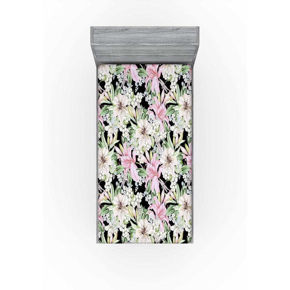 imageAmbesonne Floral Fitted Sheet Valentines Day Romantic Concept Watercolor Hydrangeas Roses Birds Decorative Soft Bedding AllRound Elastic Pocket California King Soft Pink Pistachio GreenSoft Pink Pale Green