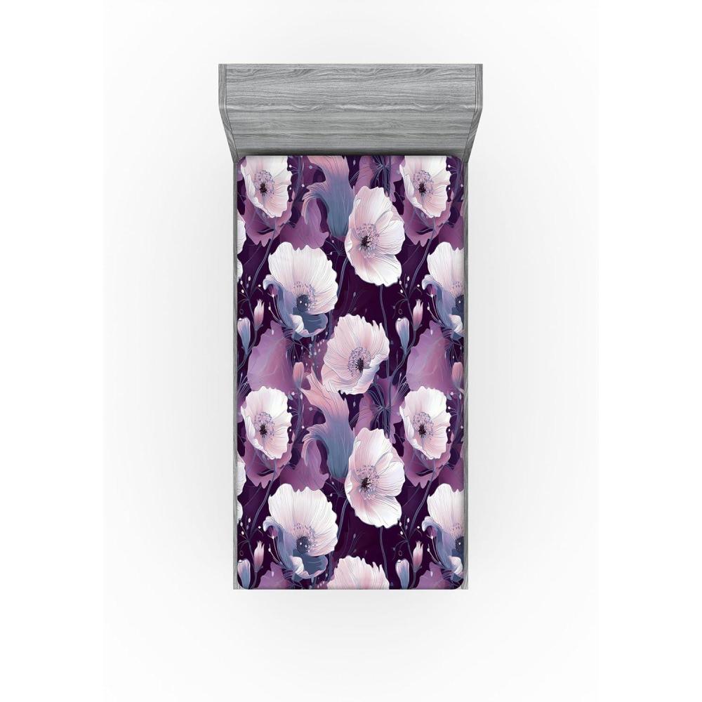 imageAmbesonne Floral Fitted Sheet Valentines Day Romantic Concept Watercolor Hydrangeas Roses Birds Decorative Soft Bedding AllRound Elastic Pocket California King Soft Pink Pistachio GreenLilac Pale Fuchsia Plum