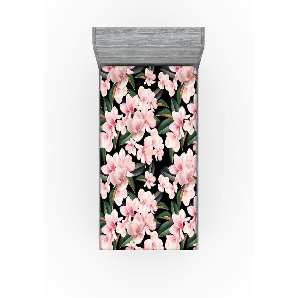 imageAmbesonne Floral Fitted Sheet Valentines Day Romantic Concept Watercolor Hydrangeas Roses Birds Decorative Soft Bedding AllRound Elastic Pocket California King Soft Pink Pistachio GreenJade Green and Pastel Pink
