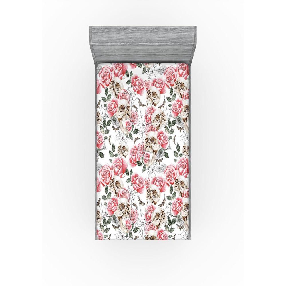 imageAmbesonne Floral Fitted Sheet Valentines Day Romantic Concept Watercolor Hydrangeas Roses Birds Decorative Soft Bedding AllRound Elastic Pocket California King Soft Pink Pistachio GreenPastel Pink and Laurel Green