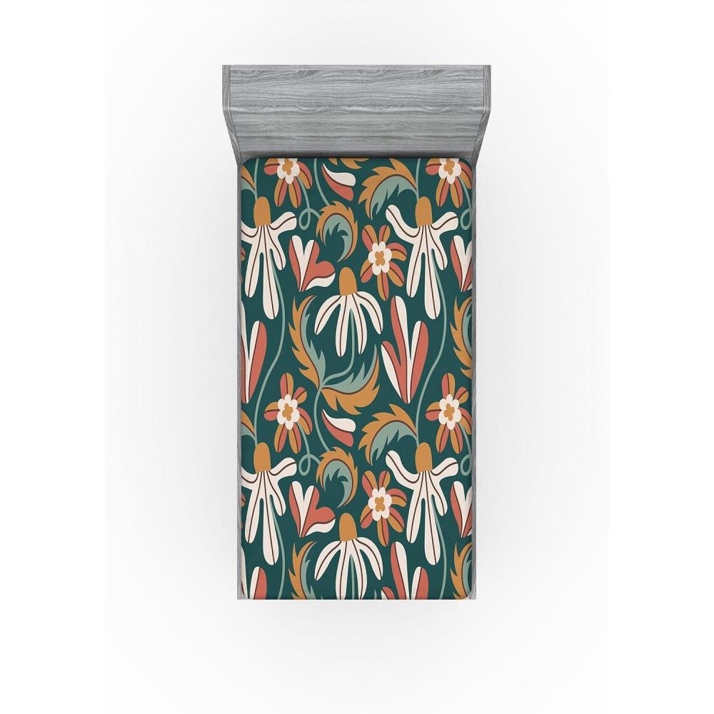 imageAmbesonne Floral Fitted Sheet Valentines Day Romantic Concept Watercolor Hydrangeas Roses Birds Decorative Soft Bedding AllRound Elastic Pocket California King Soft Pink Pistachio GreenPale Rust Grey Teal and Amber
