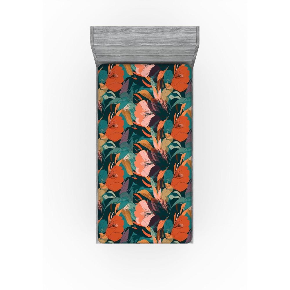 imageAmbesonne Floral Fitted Sheet Valentines Day Romantic Concept Watercolor Hydrangeas Roses Birds Decorative Soft Bedding AllRound Elastic Pocket California King Soft Pink Pistachio GreenBurnt Orange Tan Teal