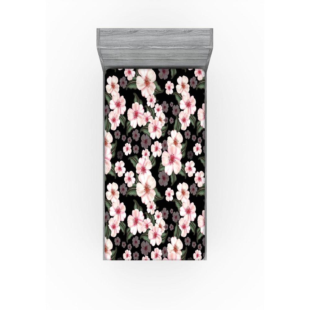 imageAmbesonne Floral Fitted Sheet Valentines Day Romantic Concept Watercolor Hydrangeas Roses Birds Decorative Soft Bedding AllRound Elastic Pocket California King Soft Pink Pistachio GreenBlush Reseda Green