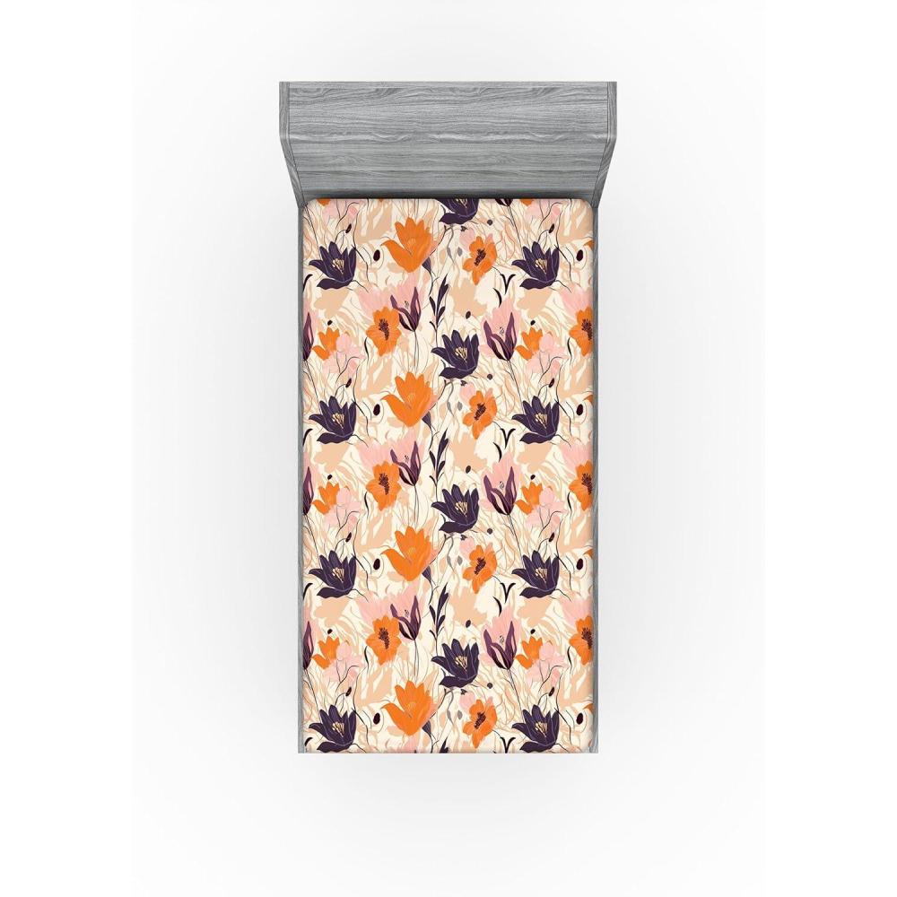 imageAmbesonne Floral Fitted Sheet Valentines Day Romantic Concept Watercolor Hydrangeas Roses Birds Decorative Soft Bedding AllRound Elastic Pocket California King Soft Pink Pistachio GreenOrange Blush Seal Brown
