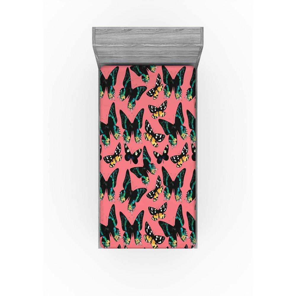 imageAmbesonne Floral Fitted Sheet Valentines Day Romantic Concept Watercolor Hydrangeas Roses Birds Decorative Soft Bedding AllRound Elastic Pocket California King Soft Pink Pistachio GreenPastel Pink Forest Green
