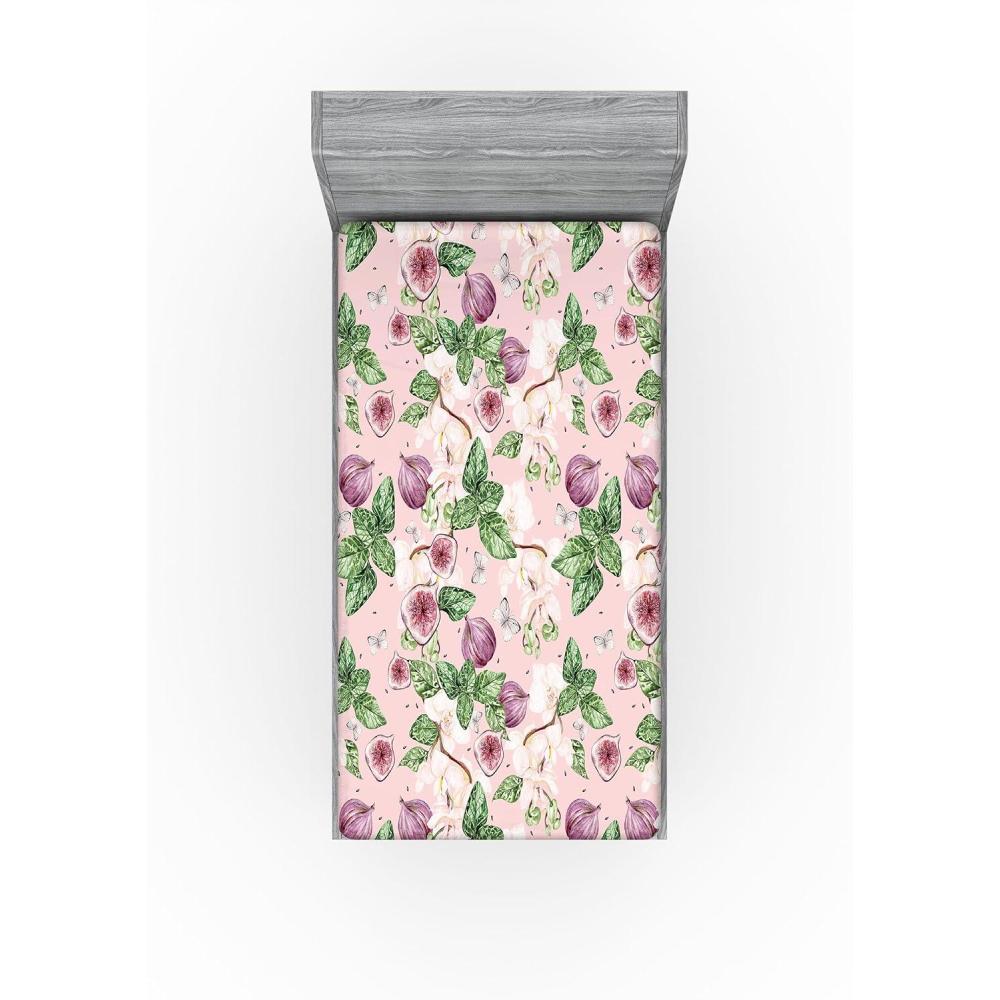 imageAmbesonne Floral Fitted Sheet Valentines Day Romantic Concept Watercolor Hydrangeas Roses Birds Decorative Soft Bedding AllRound Elastic Pocket California King Soft Pink Pistachio GreenFern Green Lilac and Blush