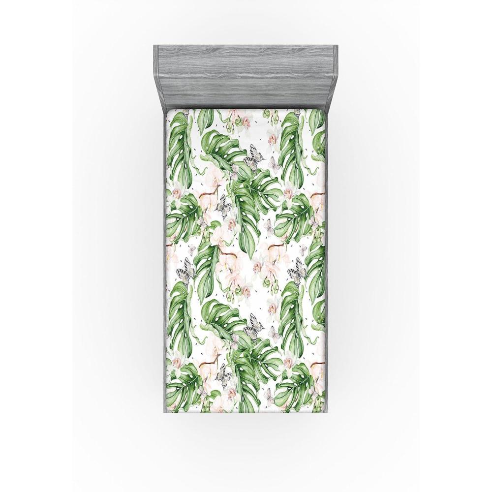 imageAmbesonne Floral Fitted Sheet Valentines Day Romantic Concept Watercolor Hydrangeas Roses Birds Decorative Soft Bedding AllRound Elastic Pocket California King Soft Pink Pistachio GreenReseda Green and Pale Rose