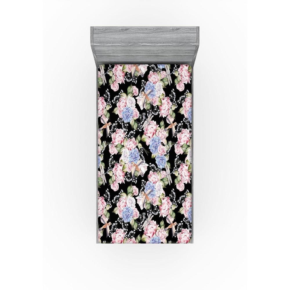 imageAmbesonne Floral Fitted Sheet Valentines Day Romantic Concept Watercolor Hydrangeas Roses Birds Decorative Soft Bedding AllRound Elastic Pocket California King Soft Pink Pistachio GreenSoft Pink Pistachio Green