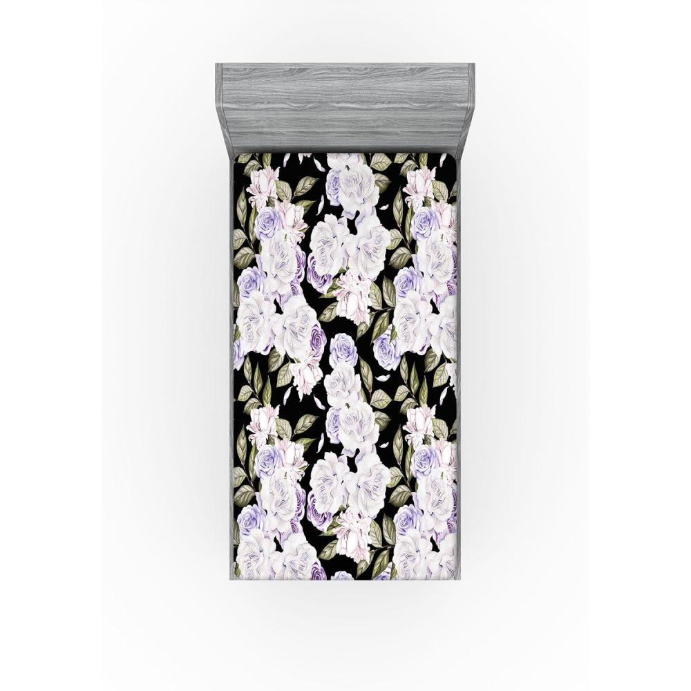 imageAmbesonne Floral Fitted Sheet Valentines Day Romantic Concept Watercolor Hydrangeas Roses Birds Decorative Soft Bedding AllRound Elastic Pocket California King Soft Pink Pistachio GreenLavender Blue Green