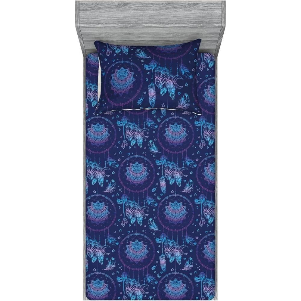 imageAmbesonne Floral Fitted Sheet amp Pillow Sham Set Monochrome Lily Flowers Valentines Day Concept Retro Illustration Decorative Printed 3 Piece Bedding Decor Set Full Charcoal Grey and WhiteSky Blue and Dark Purple