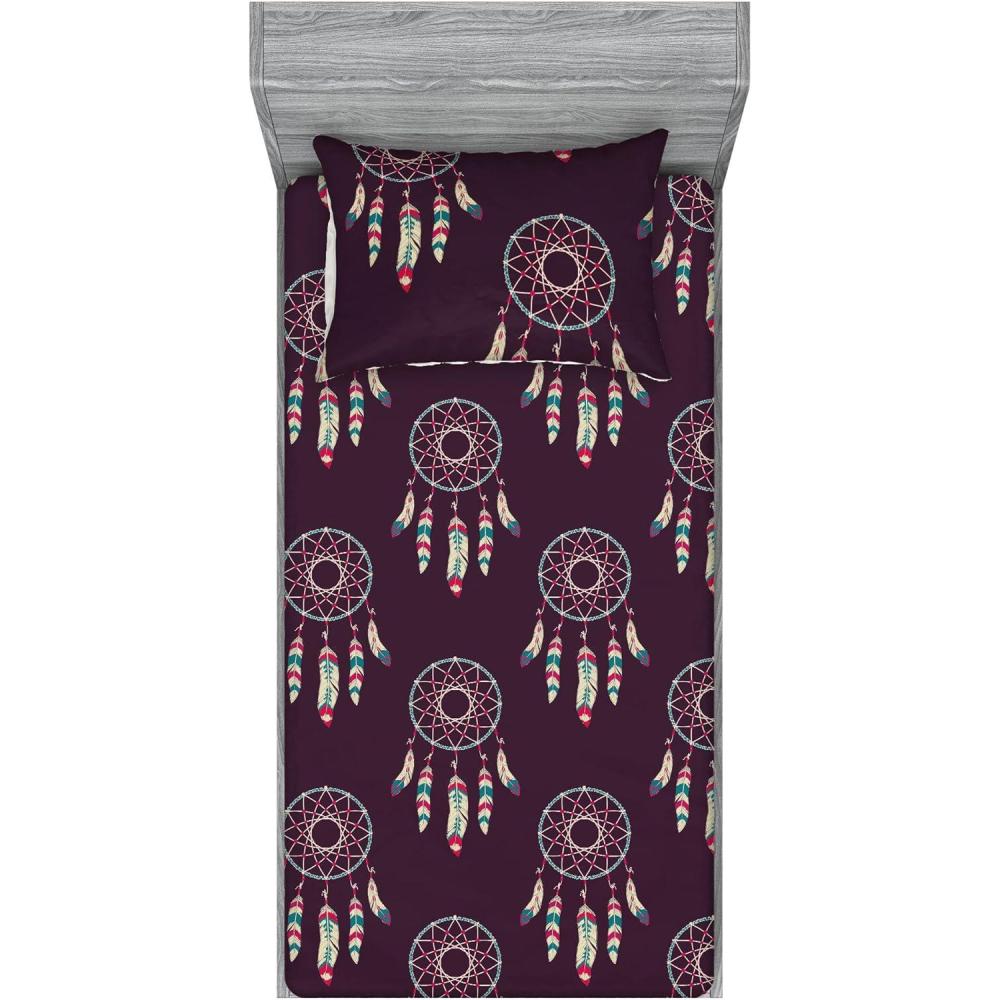 imageAmbesonne Floral Fitted Sheet amp Pillow Sham Set Monochrome Lily Flowers Valentines Day Concept Retro Illustration Decorative Printed 3 Piece Bedding Decor Set Full Charcoal Grey and WhiteDark Purple and Teal