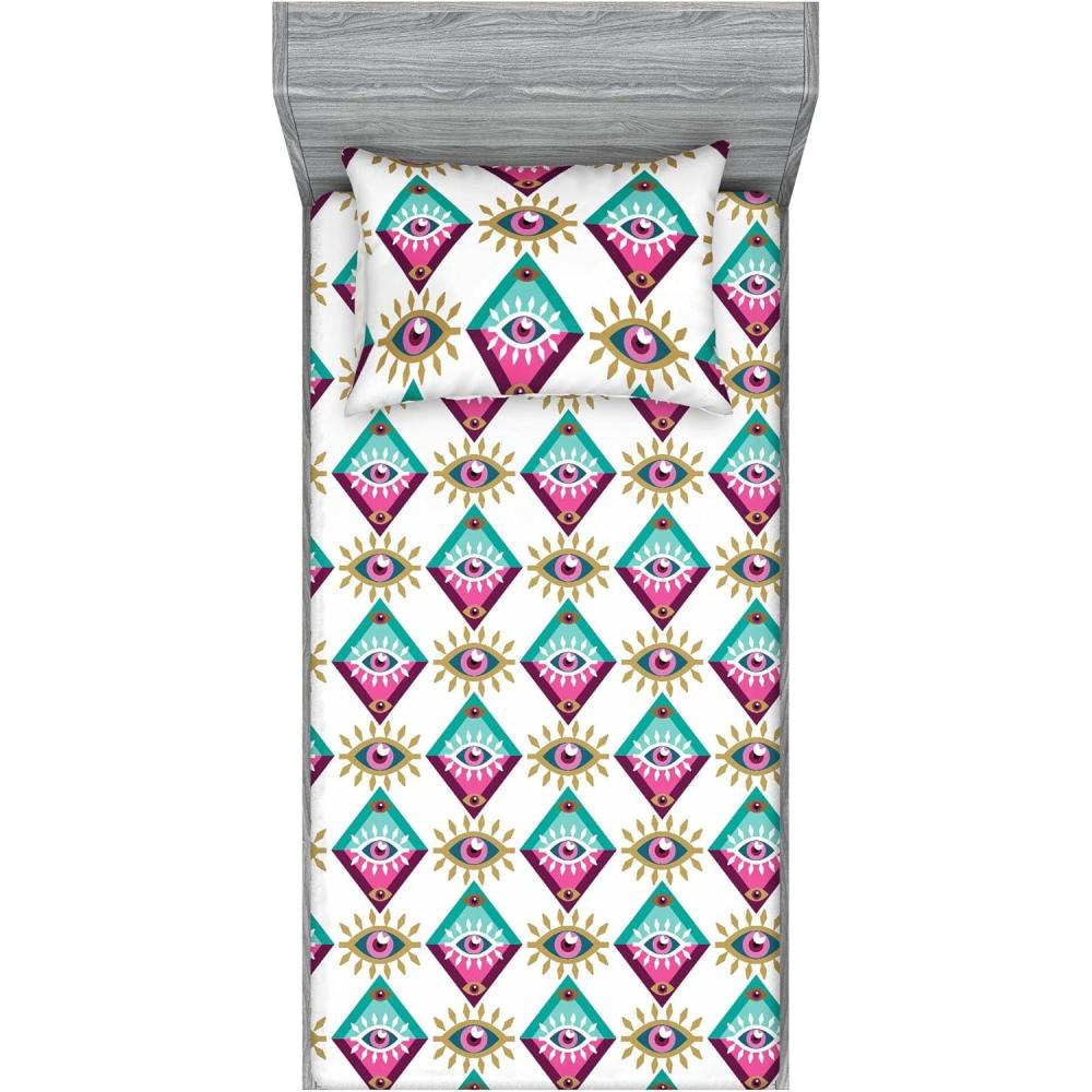 imageAmbesonne Floral Fitted Sheet amp Pillow Sham Set Romantic Valentines Day Theme Overlapping Simplistic Rose Flowers Art Decorative Printed 3 Piece Bedding Decor Set Calking Pale Salmon and BlushPink and Dark Seafoam