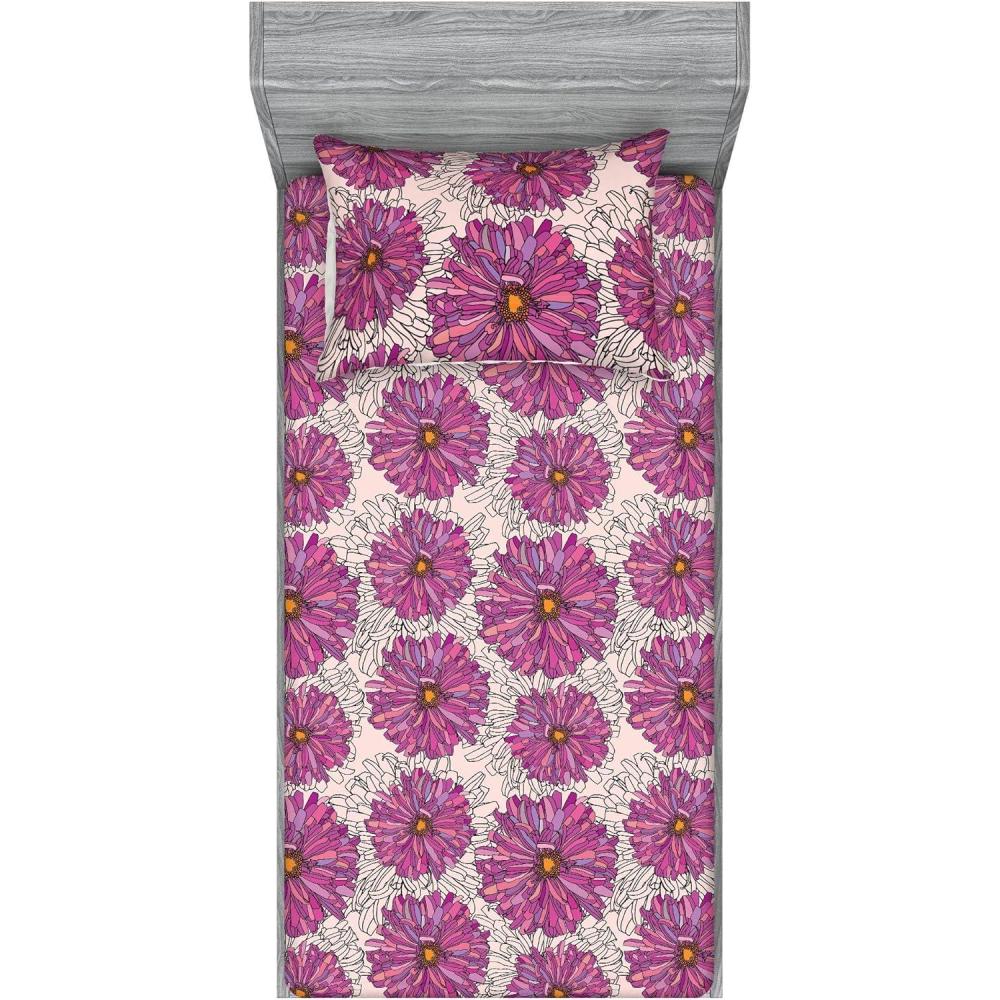 imageAmbesonne Floral Fitted Sheet amp Pillow Sham Set Romantic Valentines Day Theme Overlapping Simplistic Rose Flowers Art Decorative Printed 3 Piece Bedding Decor Set Calking Pale Salmon and BlushPale Fuchsia and Blush