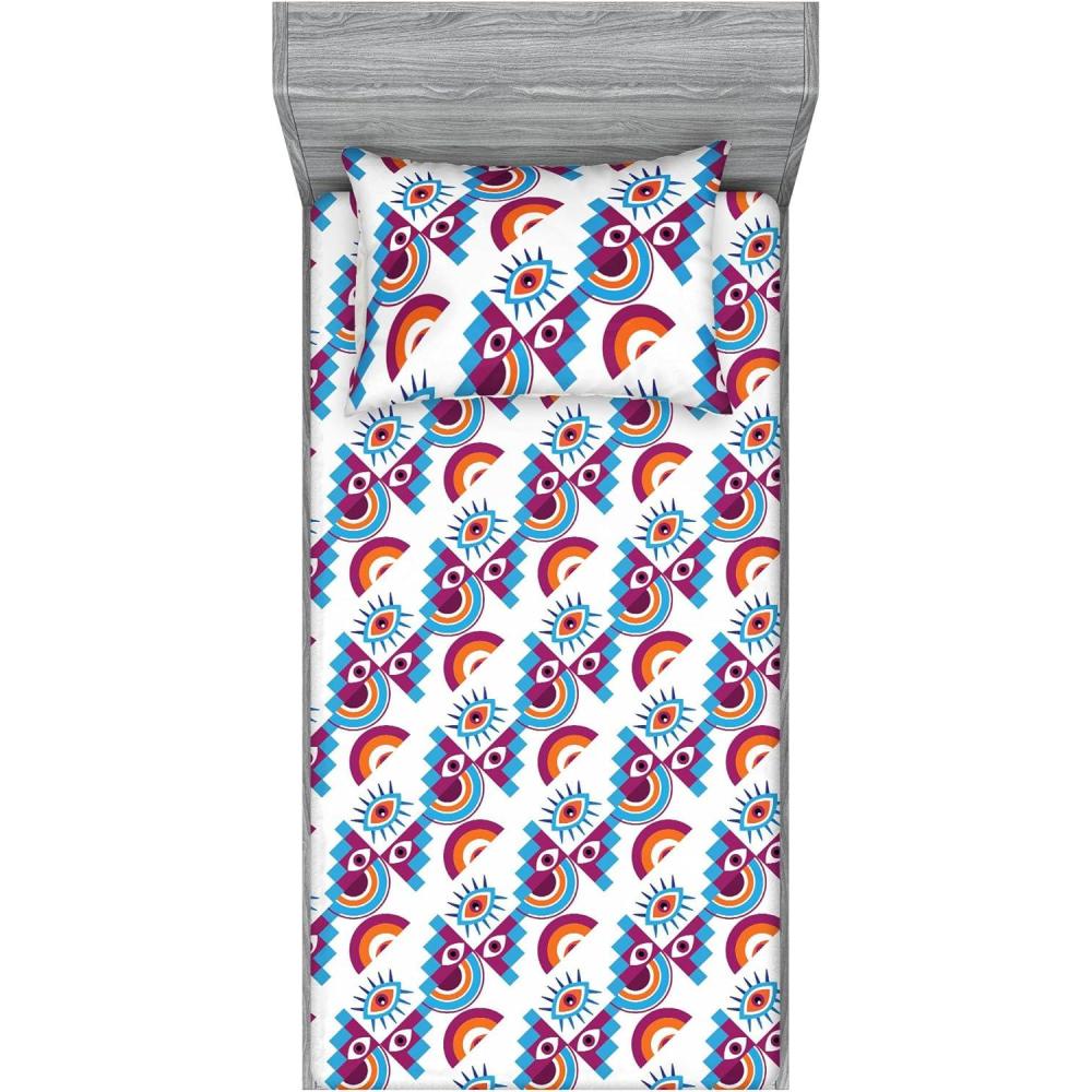 imageAmbesonne Floral Fitted Sheet amp Pillow Sham Set Romantic Valentines Day Theme Overlapping Simplistic Rose Flowers Art Decorative Printed 3 Piece Bedding Decor Set Calking Pale Salmon and BlushDark Magenta and Vermilion