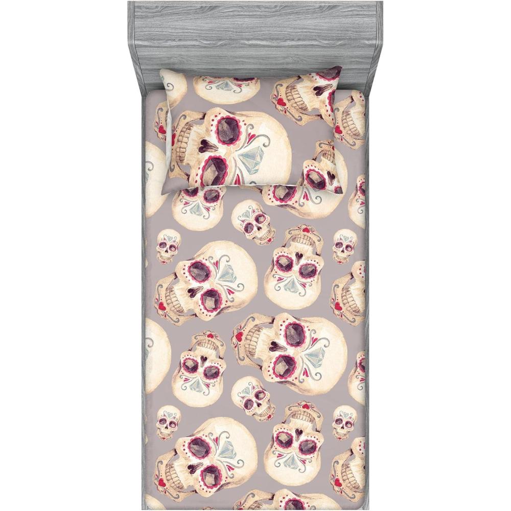 imageAmbesonne Floral Fitted Sheet amp Pillow Sham Set Valentines Day Concept Art Pastel Repetitive Roses Pattern Plot Decorative Printed 3 Piece Bedding Decor Set Queen Dark Pink Blush and WhiteDark Pink and Pale Seafoam