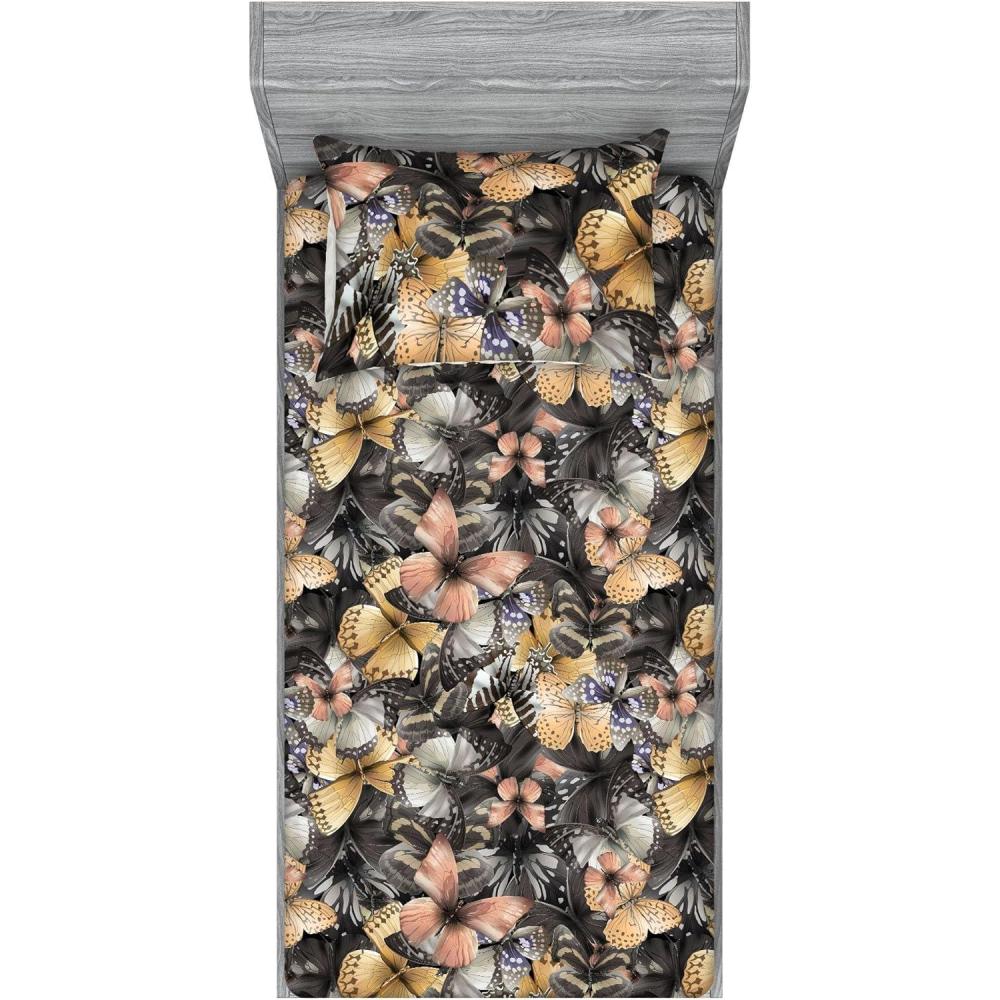imageAmbesonne Floral Fitted Sheet amp Pillow Sham Set Valentines Day Theme Flowers Vintage Botanical Nature Ornament Art Decorative Printed 2 Piece Bedding Decor Set Twinxl Dark Coral and Fern GreenWarm Taupe and Dark Grey