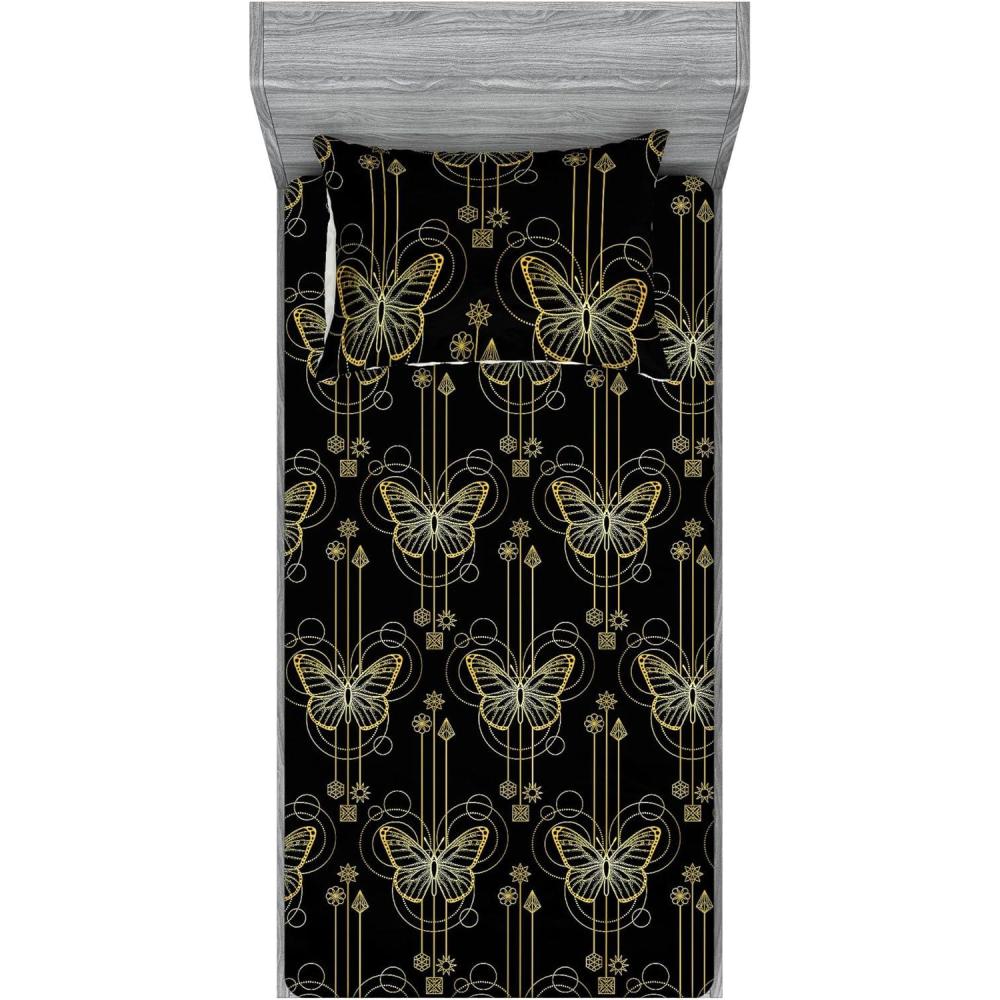imageAmbesonne Floral Fitted Sheet amp Pillow Sham Set Valentines Day Theme Grunge Style Repetitive Rose Flowers Abstract Decorative Printed 2 Piece Bedding Decor Set Twinxl Pale Fuchsia and SepiaCharcoal Grey and Dark Yellow