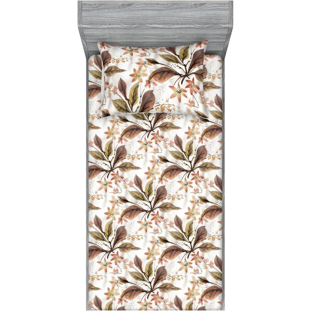 imageAmbesonne Floral Fitted Sheet amp Pillow Sham Set Valentines Day Theme Grunge Style Repetitive Rose Flowers Abstract Decorative Printed 2 Piece Bedding Decor Set Twinxl Pale Fuchsia and SepiaBurnt Sienna Sand Brown