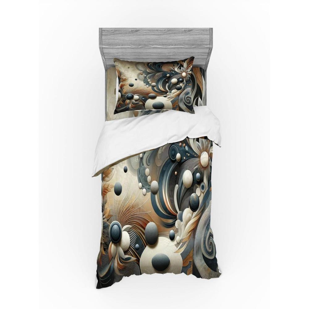 imageAmbesonne Floral Heart Bedding Set Tenderness of Romantic Garden Ivy Branches and Roses Valentines Day 3 Piece Duvet Cover Set with Sham and Fitted Sheet Twin XL Size Laurel Green and PinkDark Slate Blue and Tan